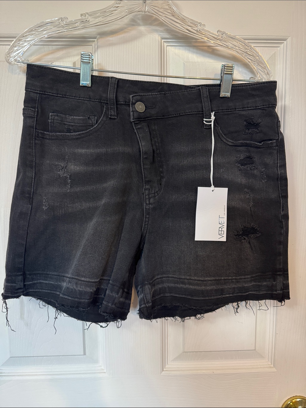 Vervet By Flying Monkey Black Distressed Frayed Hem Denim Shorts